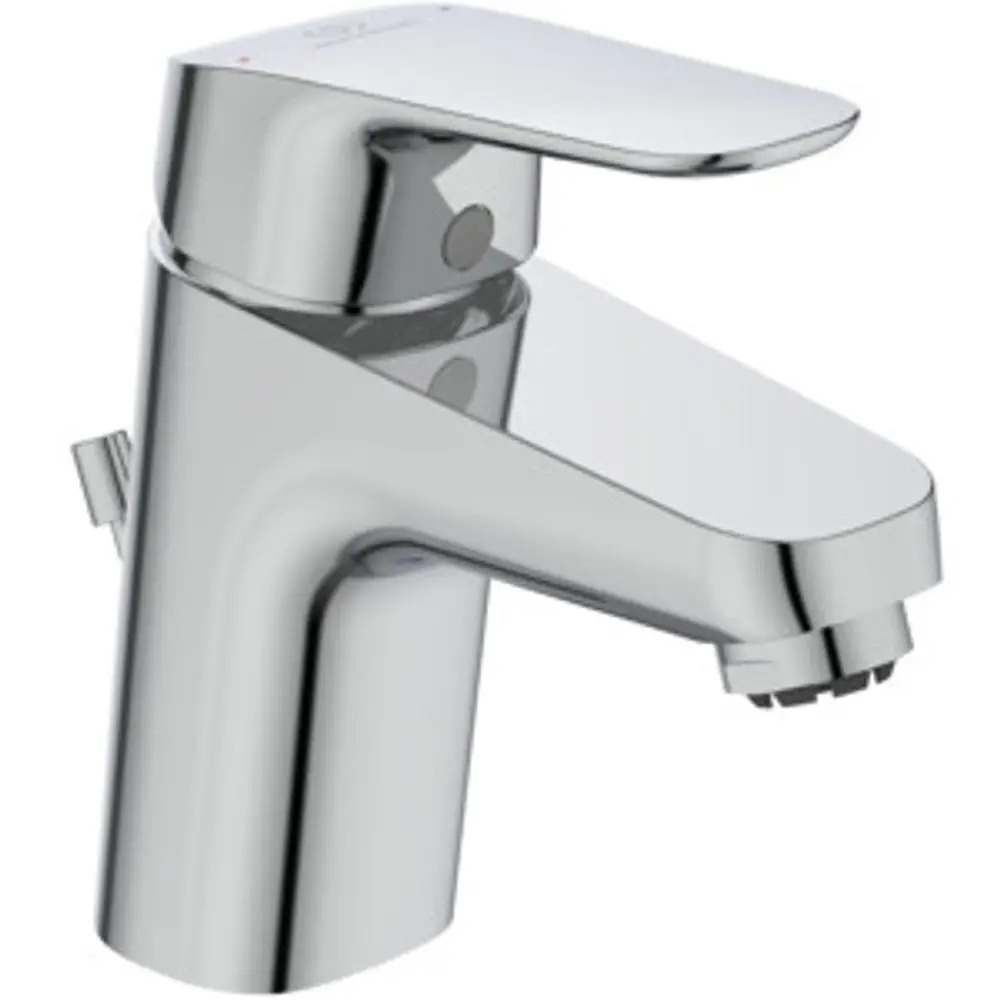 Waschtischarmatur aus Chrom von Ideal Standard mit einem einhebeligen Bedienungselement und einer Ausladung von 101 mm für Badezimmeranwendungen.